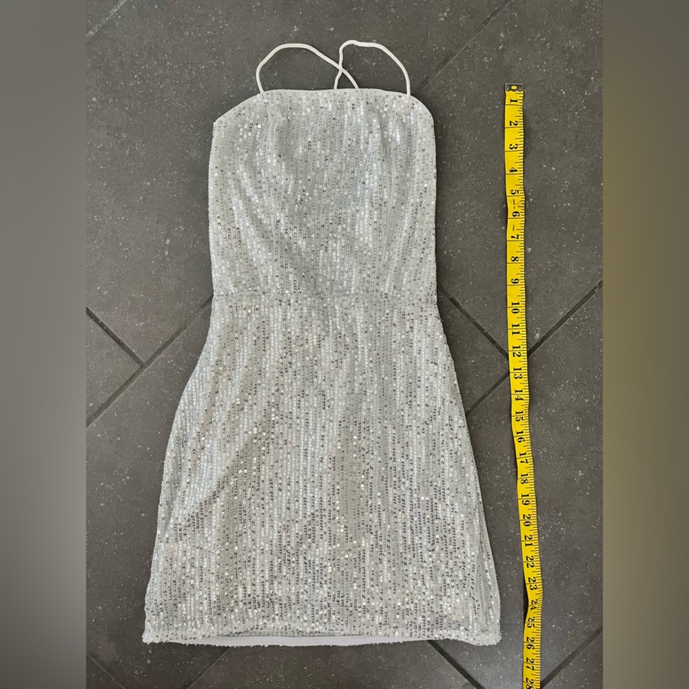 White sequin mini dress
